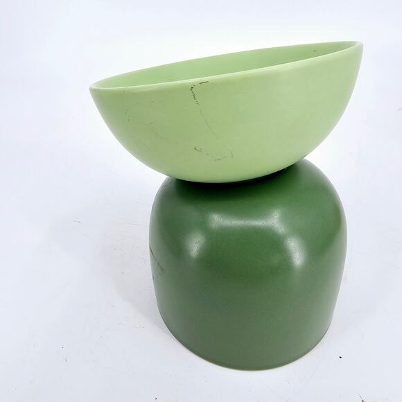 MS!MAKE SURE Elevated Cat Food Bowl Protecting Spine Green Ceramic - Picture 5 of 10